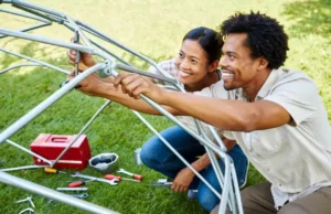 Climbing Dome Secrets: Easy Assembly & Top Reviews Adults successfully completing easy assembly of a climbing dome, revealing secrets from top reviews.