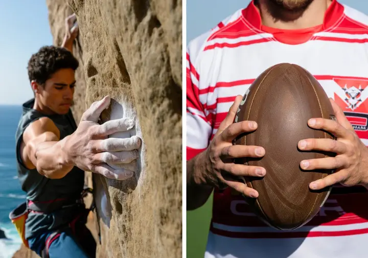 Clearing the crux: Visual disambiguation comparing Damian Cook the climber versus Damien Cook the rugby player.