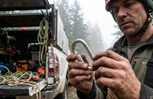 Tree Climbing Stores Ranked: The Buyer’s Logistics Guide A professional arborist inspecting a new locking carabiner from a specialized retailer before climbing.