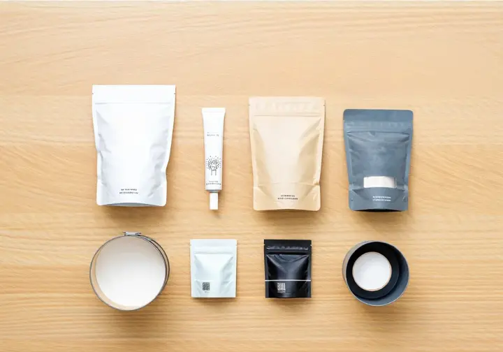 A flat lay of various top-rated climbing chalk products and chalk bags/buckets, professionally presented as recommended top picks for every climber.
