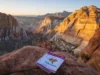 Climbing Red Rocks Nevada: Insider Trip Secrets Panoramic view of Red Rock Canyon, Nevada, showcasing the vibrant sandstone cliffs under golden hour light, symbolizing insider trip secrets for climbing in Red Rocks.