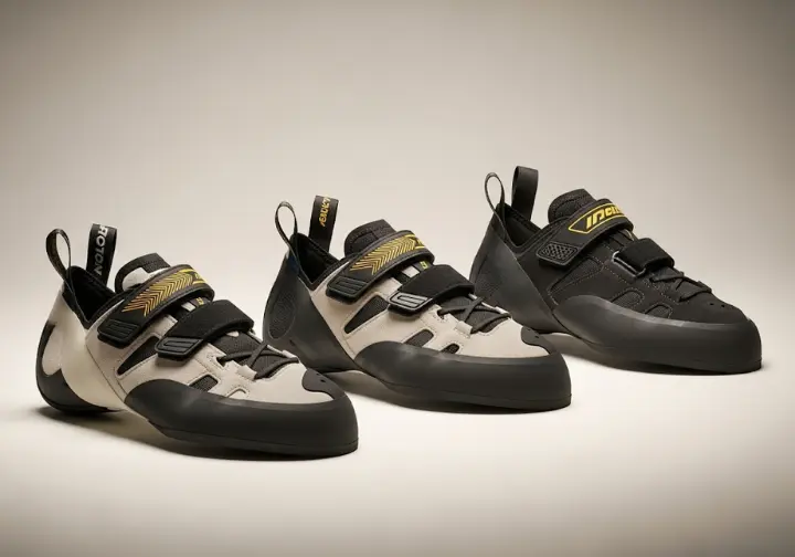 A selection of top-rated sport climbing shoes for 2025, presented as expert recommendations for the best climbing shoes.