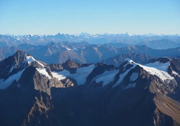 A panoramic view of diverse legendary mountain ranges in Peru, illustrating options for where to climb in Peruvian mountaineering.