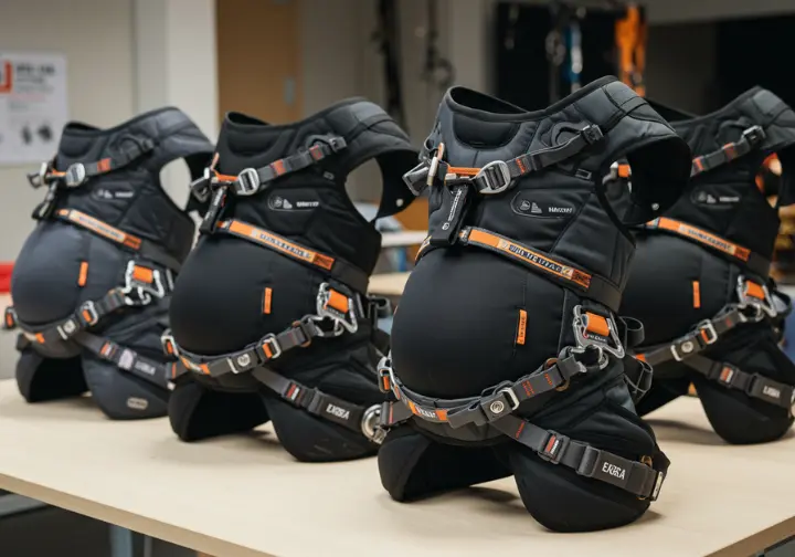 Selection of top-recommended full-body climbing harnesses for pregnant climbers, laid out for clear viewing.