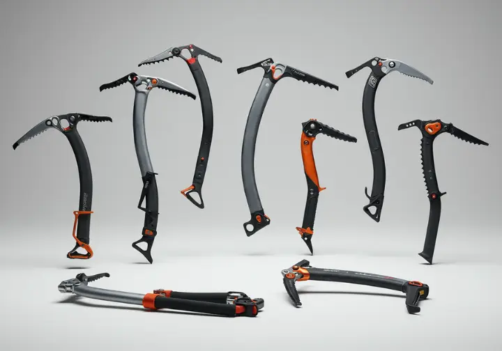 A collection of the best ice axes and ice tools for 2025, showcasing top picks for various climbing disciplines.