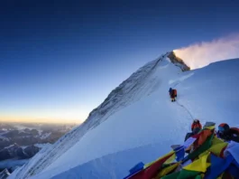 Everest climbing season: diverse climbers nearing the summit during a clear weather window, key to unlocking your summit attempt.