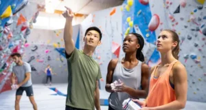 Master Bouldering Basics: Top Tips for New Climbers Master bouldering basics: diverse new climbers engaging at an indoor gym, illustrating top tips for beginners.