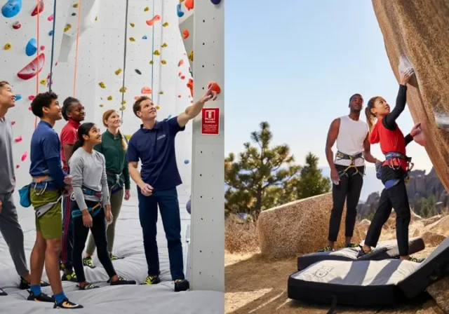 Mastering the rules of rock climbing: climbers learning gym safety and practicing outdoor ethics.
