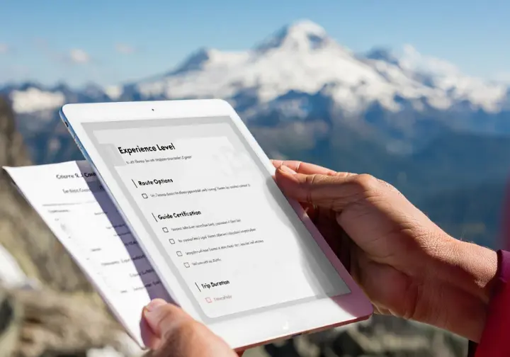 First steps on the glacier: Key factors for selecting Mt. Baker climbing guides, with a checklist and mountain view.