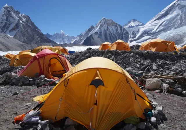 Life in the Death Zone: Expedition tents pitched at Camp 4 on the desolate South Col of Mount Everest.