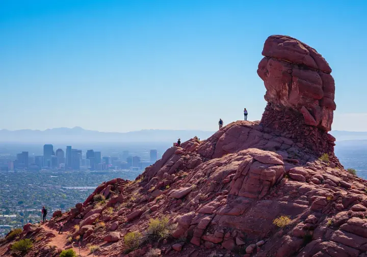 The Praying Monk on Camelback Mountain: an iconic Phoenix climbing destination, showcasing its unique silhouette and geology.