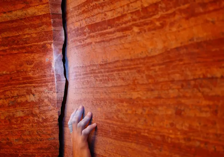 Understanding Zion's canvas: close-up of the majestic Navajo Sandstone and its features for rock climbing in the National Park.