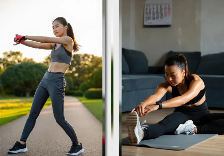 Athlete demonstrating dynamic warm-up and static cool-down, showing consistency and integration in a mobility routine for athletes.