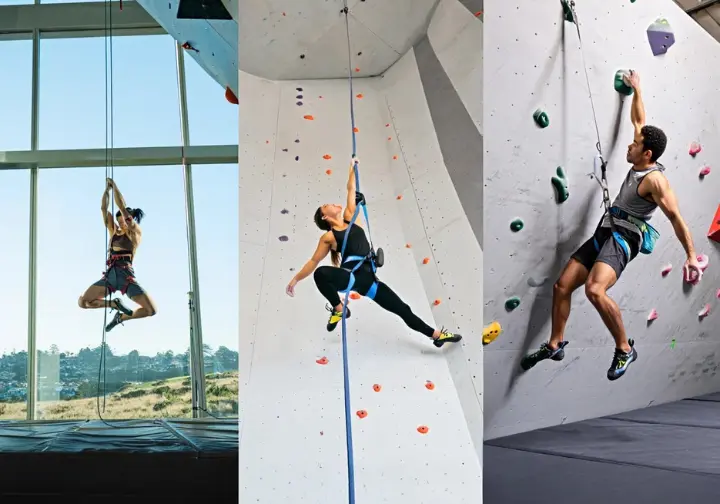 Choosing your SF gym: Comparison of key features like views (Movement), tall ropes (Mission Cliffs), and bouldering focus (Dogpatch/Benchmark).