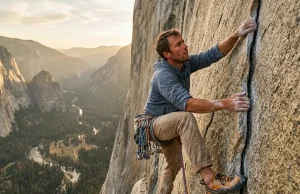 How Hard Is Freerider on El Cap? It’s Not the 5.13a Climber high on the Freerider route on El Capitan in Yosemite at golden hour