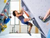 Bouldering Moves: Dynos, Heels, and Toes Demystified – A Comprehensive Analysis Composite image demystifying advanced bouldering moves: a central dyno, with clear examples of a heel hook and a toe hook, for a comprehensive analysis.