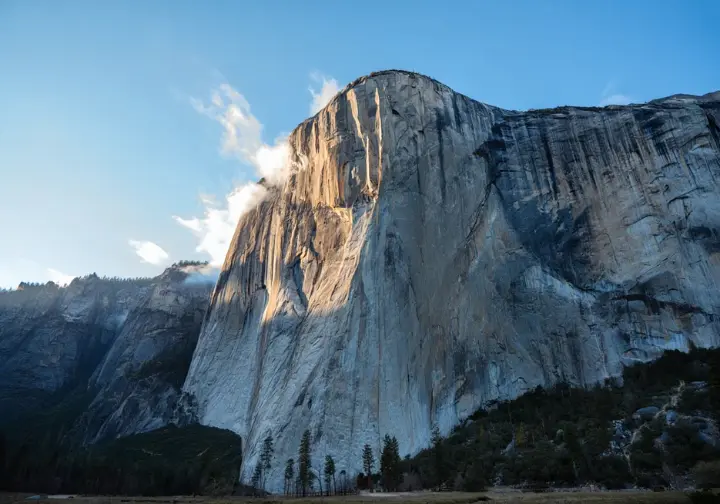 El Capitan in Yosemite Valley, representing seminal first ascents and the legendary climbers who defined an era in rock climbing.