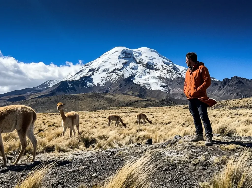 Chimborazo volcano in Ecuador, the point farthest from Earth's center, above the high páramo