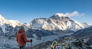 Where Is Mount Everest? Nepal, China, Not India Mount Everest summit pyramid rising behind the Nuptse ridge, seen from Kala Patthar in Nepal