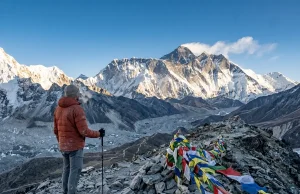 Where Is Mount Everest? Nepal, China, Not India Mount Everest summit pyramid rising behind the Nuptse ridge, seen from Kala Patthar in Nepal