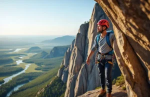 Climber’s Diet: Low Carb, Keto, or Carnivore? A climber considers their next move on a high cliff ledge, symbolizing the strategic choice between low carb, keto, or carnivore diets for performance.