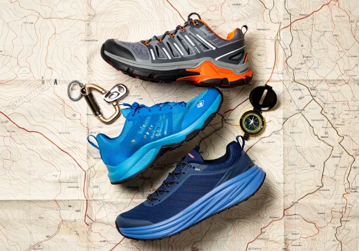Expert picks for hiking and climbing shoes, including top-rated models, are arranged for a field-tested recommendation photo.