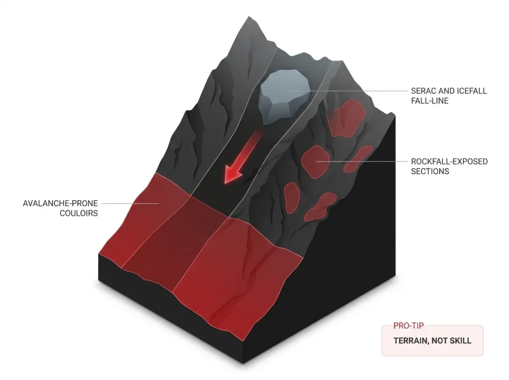 Infographic showing Emperor Face routes color-coded with labeled lines for Logan-Stump, Cheesmond-Dick, Infinite Patience, and Running in Shadows