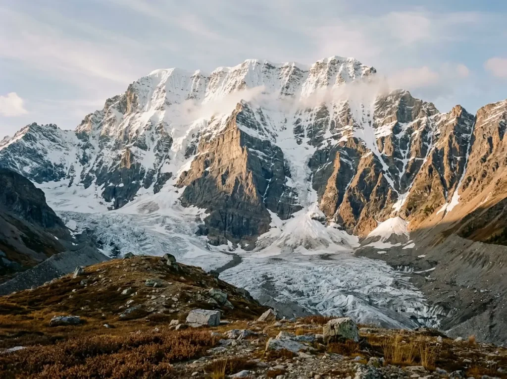 The full Emperor Face wall showing the distinct ice and mixed lines climbers compare when choosing a route