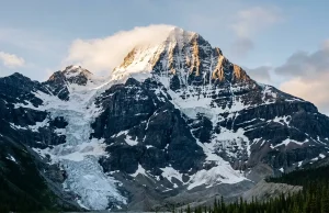 Robson’s Emperor Face Humbles Alpine Masters The Mount Robson Emperor Face at dawn, its 1,500-meter northwest wall of ice and choss above Berg Lake