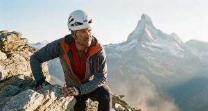 What Matterhorn Guides Check Before You Climb Climber on the exposed Hörnli Ridge with the Matterhorn summit above, climbing the Matterhorn