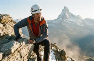 What Matterhorn Guides Check Before You Climb Climber on the exposed Hörnli Ridge with the Matterhorn summit above, climbing the Matterhorn
