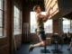 The Biomechanics Behind Effective Campus Board Work Climber performing explosive campus board move demonstrating proper scapular engagement and body positioning