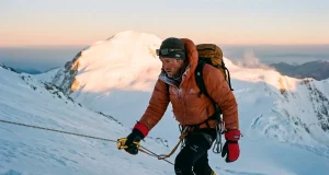Why Cho Oyu’s Easy 8,000er Reputation Is a Trap Climber on the Cho Oyu glacier route at dawn in expedition double boots, an honest look at the easy 8000er