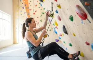 Heavy Climber, Light Belayer? Here’s What Actually Works Light belayer catching heavy climber fall with Edelrid Ohm at first bolt in climbing gym