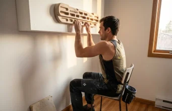 You’re Testing Finger Strength Wrong. Here’s Proof Climber performing Sit-90 finger strength test on Beastmaker hangboard with handwritten tracking data nearby