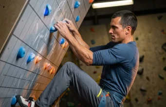 Why Your 4×4 Circuits Aren’t Building Endurance Climber deep in a 4x4 circuit on a Kilter Board, arms pumped, demonstrating endurance training for climbing