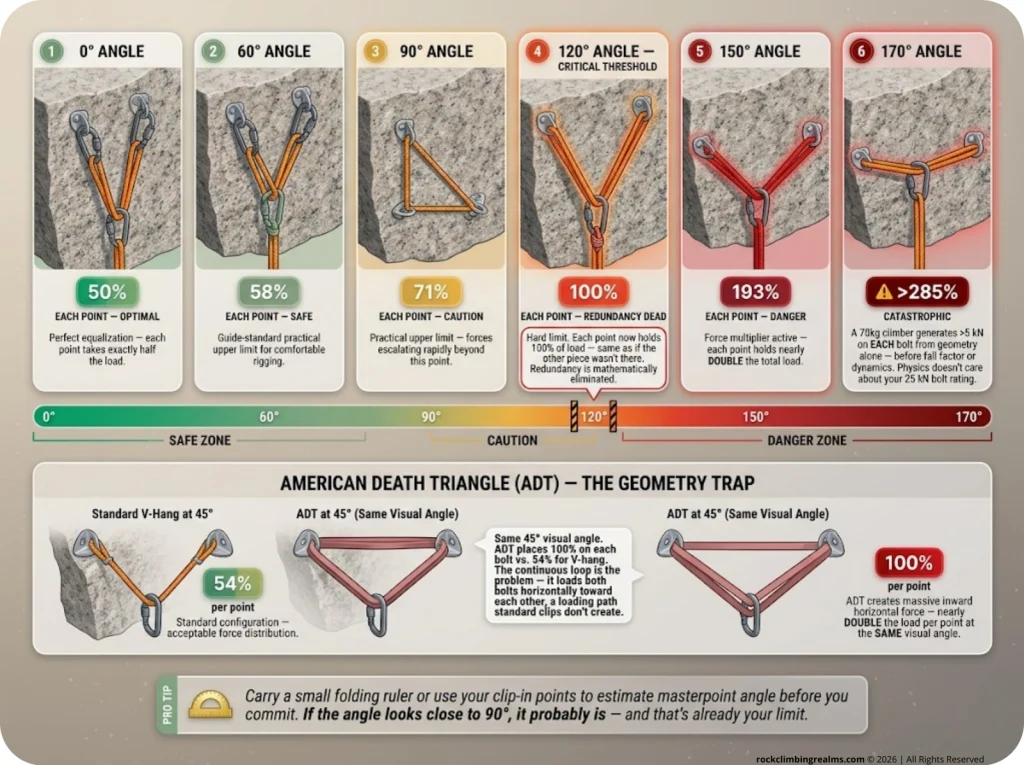 Rock Climbing Realms INFOGRAPHIC anchor angle force multiplier