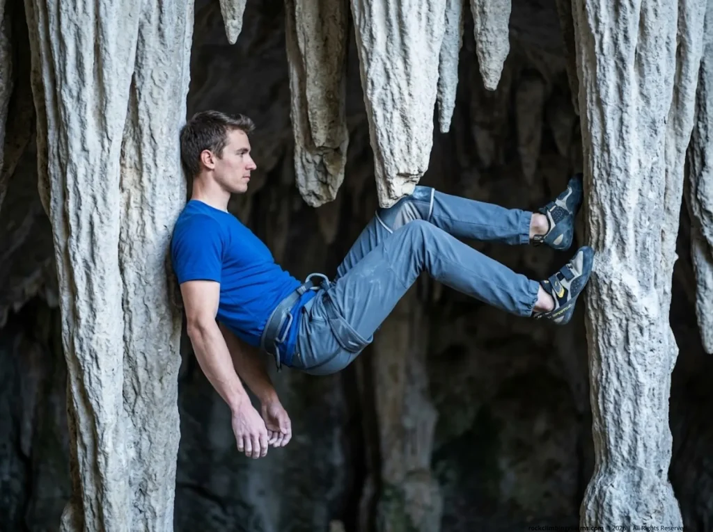 Tufa knee-bar technique for Kalymnos Greece sport climbing guide.