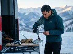Dull Ice Picks? The Field-Tested Fix That Works Climber sharpening Petzl ice pick with flat file at Ouray Ice Park van tailgate, winter