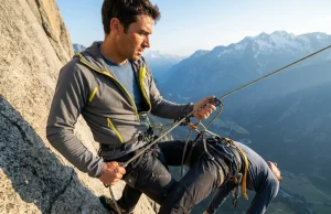 How to Tandem Rappel Rescue an Injured Partner Climber performing tandem rappel rescue with injured partner on granite multi-pitch wall
