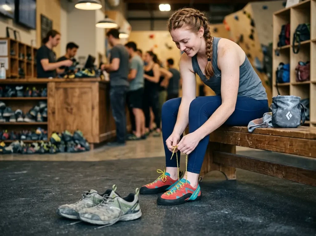 Transitioning from rental gear to owned equipment in the climbing gym membership cost comparison guide.