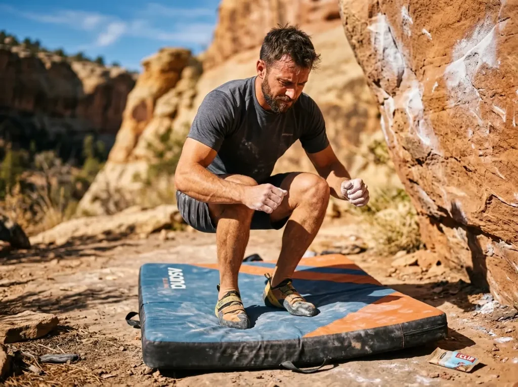 Rock Climbing Realms crash pad foam impact absorption fall