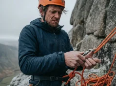 The Umbles? Dehydration and Hypothermia Signs Climbing Climber struggling with carabiner showing dehydration and hypothermia signs climbing
