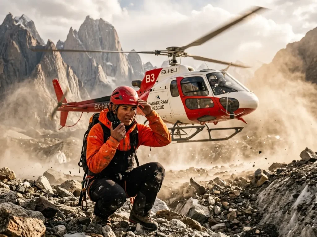 Helicopter rescue logistics and climbing travel insurance what to look for.
