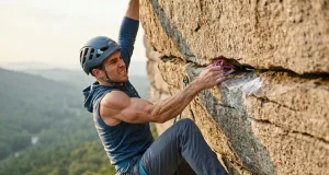 How to Place Tricams the Field-Tested Way Climber demonstrating how to place tricams effectively on a steep Shawangunk quartzite wall during golden hour.