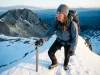 The Mount Hood Walk-Up Myth That Gets People Hurt Climber on Mount Hood's Hogsback at dawn with an ice axe, the South Side climbing route rising above