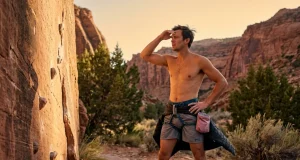 Gym-to-Crag? The Ethics Protocol Before Your First Outdoor Send Climber assessing a desert sandstone boulder problem before a first outdoor send, ethical crag preparation
