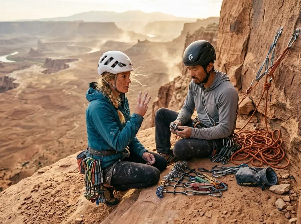 Climbers counting three red flags for when to bail on a climb decision framework