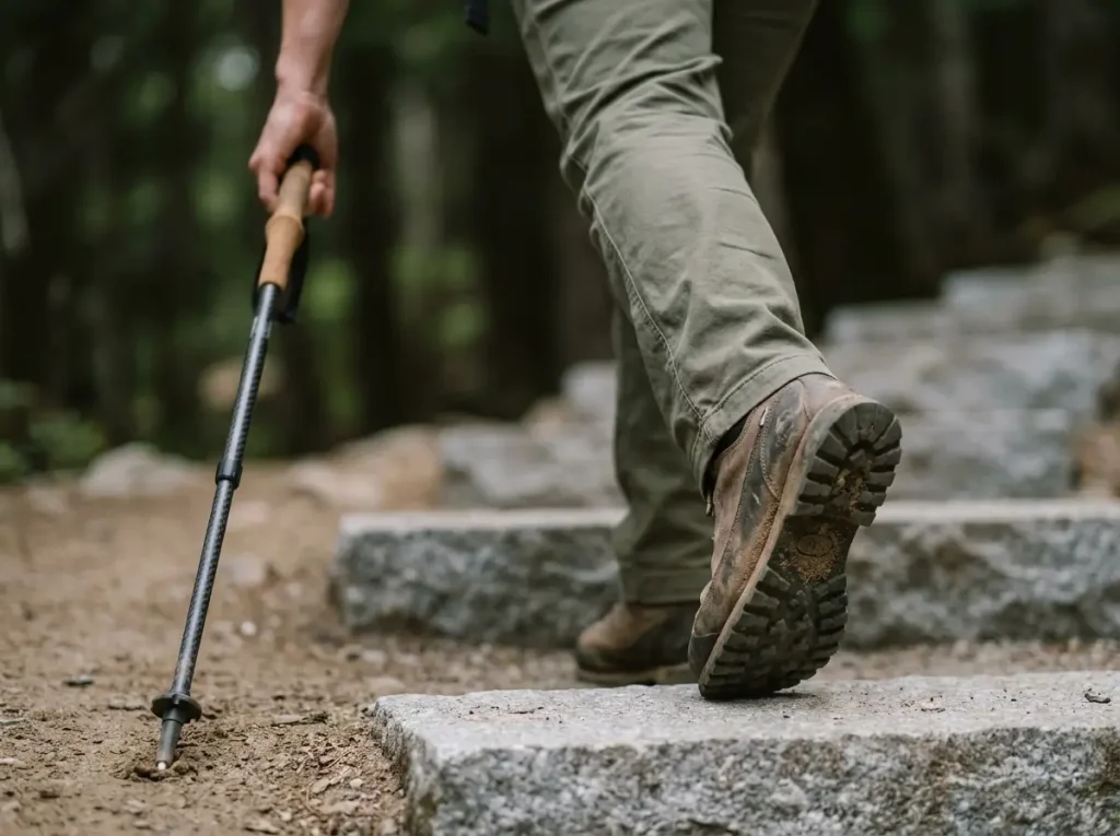 Using reinforced stone stairs for water quality protection near climbing crags