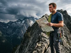 When to Bail on a Climb: A Field-Tested Protocol Male alpine climber on granite ridge deciding when to bail on a climb decision framework during incoming storm